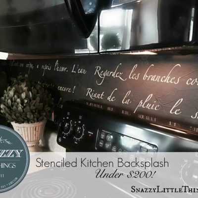 DIY Stenciled Kitchen Backsplash "Springtime in Paris" Sonnet by SnazzyLittleThings.com