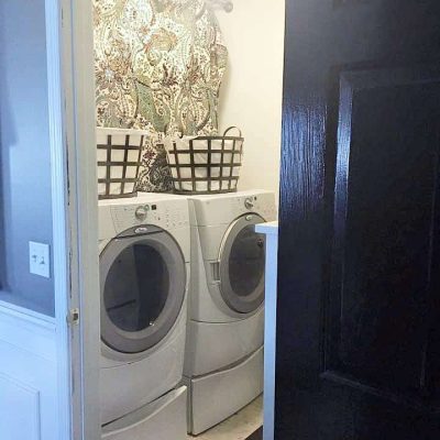 Tiny Laundry Room Ideas BEFORE photo of washer and dryer